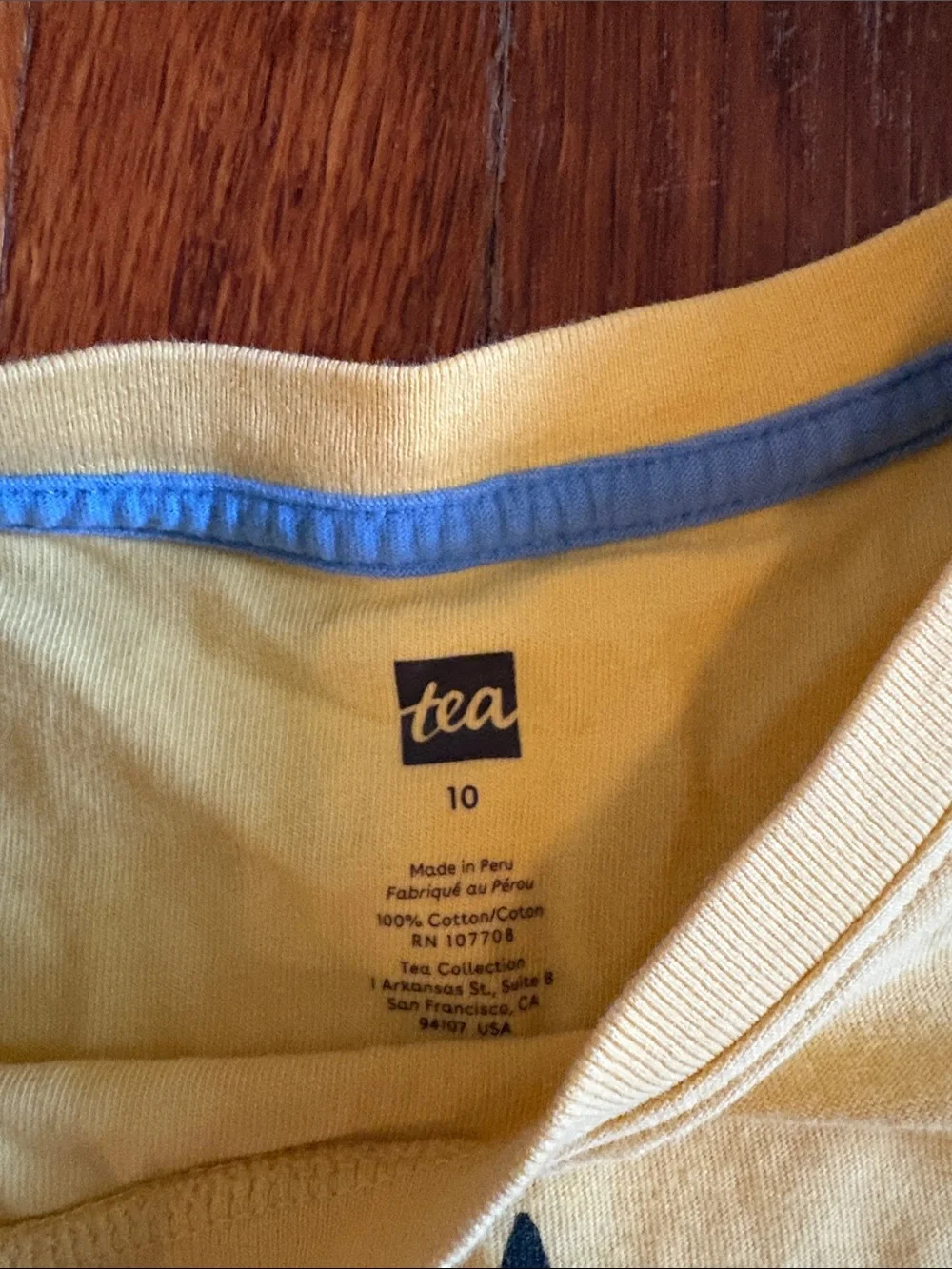 Tea Collection Yellow Tee with Blue Pineapple Graphic